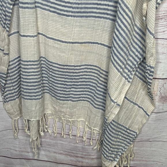 prAna Fringe Cotton Blend Striped Winter Fall Preppy Classic Scarf Shawl - Picture 7 of 10